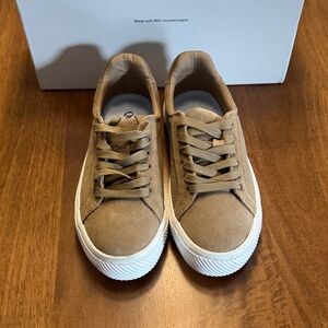 Quince Women Italian Suede Leather Sneakers in Almond